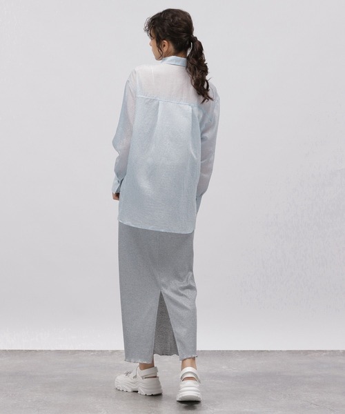 LAKOLE（ラコレ）の「ストライプシアーシャツ / 111340（シャツ/ブラウス・レディース・ベージュ/ブルー/ピンク・MEDIUM/SMALL）」の20枚目の写真