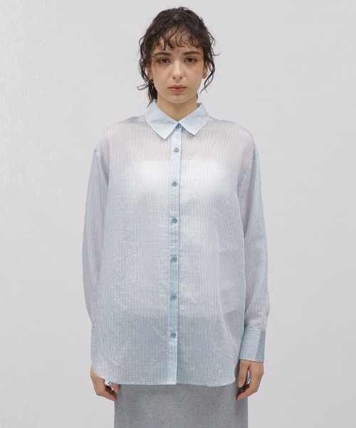 LAKOLE（ラコレ）の「ストライプシアーシャツ / 111340（シャツ/ブラウス・レディース・ベージュ/ブルー/ピンク・MEDIUM/SMALL）」の16枚目の写真