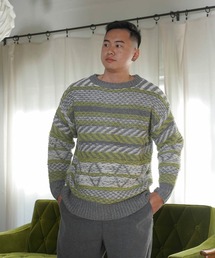 mimi toujours | ユニセックス ジャガード ニット プルオーバー mimi toujours×itsPeachi(ニット/セーター)