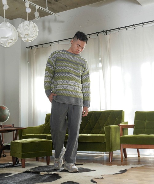 mimi toujours(ミミトゥジュール)の「ユニセックス ジャガード ニット プルオーバー mimi toujours×itsPeachi(ニット/セーター・レディース・チャコール/ベージュ・M)」の16枚目の写真