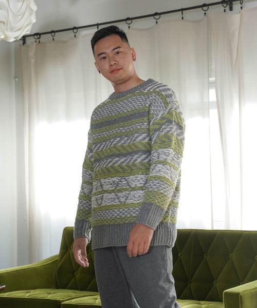 mimi toujours(ミミトゥジュール)の「ユニセックス ジャガード ニット プルオーバー mimi toujours×itsPeachi(ニット/セーター・レディース・チャコール/ベージュ・M)」の17枚目の写真