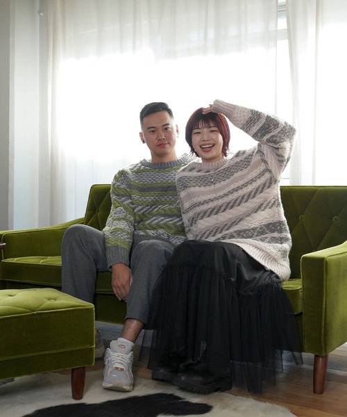 mimi toujours(ミミトゥジュール)の「ユニセックス ジャガード ニット プルオーバー mimi toujours×itsPeachi(ニット/セーター・レディース・チャコール/ベージュ・M)」の19枚目の写真