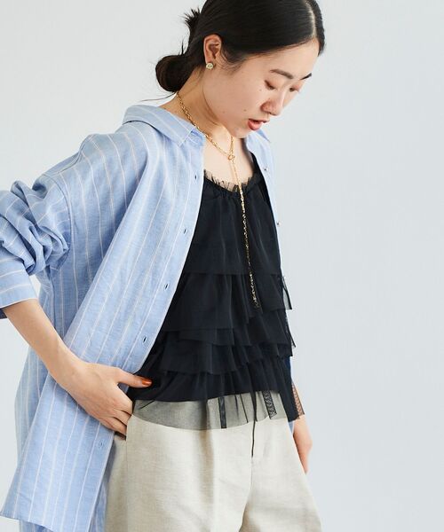 le.coeur blanc（ルクールブラン）の「TORRAZZO DONNAメッシュフリルキャミ（キャミソール・レディース・ブラック・38）」の6枚目の写真
