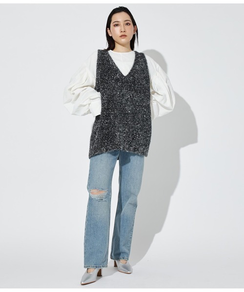 Settimissimo（セッティミッシモ）の「タック ボリュームスリーブ ナイロン ブラウス シャツ（シャツ/ブラウス・レディース・ブラック/オフホワイト・M）」の18枚目の写真