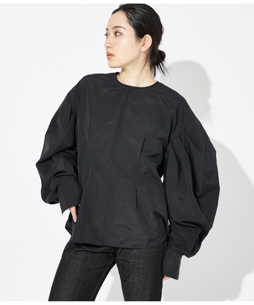 Settimissimo（セッティミッシモ）の「タック ボリュームスリーブ ナイロン ブラウス シャツ（シャツ/ブラウス・レディース・ブラック/オフホワイト・M）」の20枚目の写真