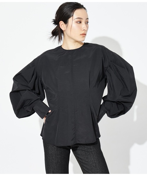 Settimissimo（セッティミッシモ）の「タック ボリュームスリーブ ナイロン ブラウス シャツ（シャツ/ブラウス・レディース・ブラック/オフホワイト・M）」の19枚目の写真