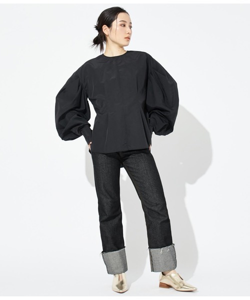 Settimissimo（セッティミッシモ）の「タック ボリュームスリーブ ナイロン ブラウス シャツ（シャツ/ブラウス・レディース・ブラック/オフホワイト・M）」の22枚目の写真