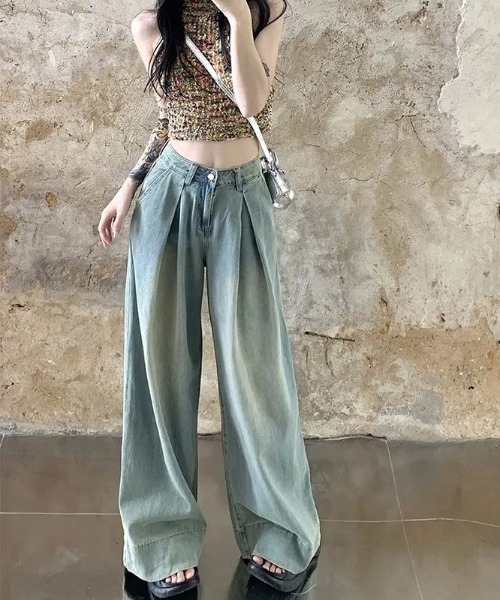 フロントタック ルーズデニム（デニムパンツ）｜dream in the cradle  