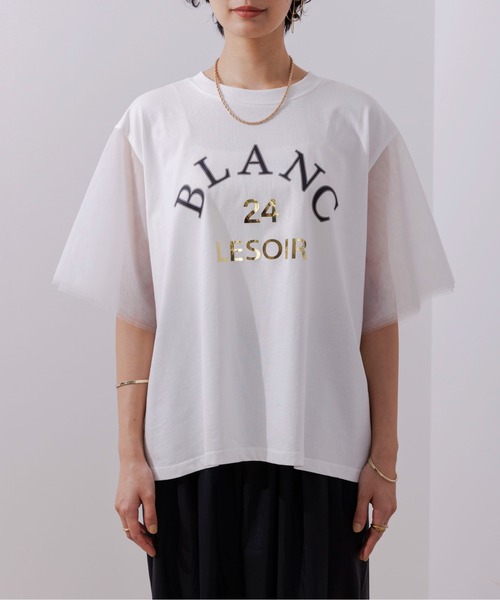 Eimee Law（エイミーロウ）の「ラバー&箔 チュールスリーブ ロゴトップス（Tシャツ/カットソー・レディース・ライトグレー/ブラック/オフホワイト・38）」の10枚目の写真