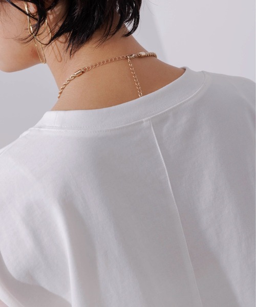 Eimee Law（エイミーロウ）の「ラバー&箔 チュールスリーブ ロゴトップス（Tシャツ/カットソー・レディース・ライトグレー/ブラック/オフホワイト・38）」の13枚目の写真