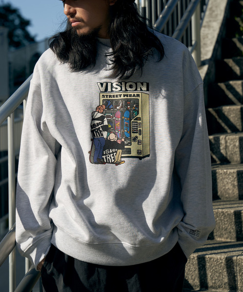 VISION STREET WEAR（ヴィジョンストリートウェア）の「VISION STREET WEAR ビジョンストリートウェア スケボー自販機トレーナー（スウェット・メンズ・オフホワイト/グレー/チャコールグレー/スカイブルー・L/LL/M）」の4枚目の写真