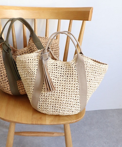 T・S・L(ティーエスエル)の「ハンドルテープペーパートートバッグ(かごバッグ・レディース・ブラック/グレイッシュベージュ/カーキ/オレンジ・FREE)」の10枚目の写真