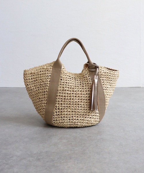 T・S・L(ティーエスエル)の「ハンドルテープペーパートートバッグ(かごバッグ・レディース・ブラック/グレイッシュベージュ/カーキ/オレンジ・FREE)」の19枚目の写真