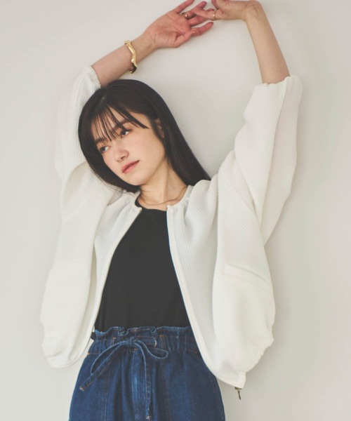 mil(ミル)の「【150㎝前後の小柄さんサイズ】ぽこぽこブルゾン(ブルゾン・レディース・モカ/ブラック/ホワイト・S/XS)」の6枚目の写真
