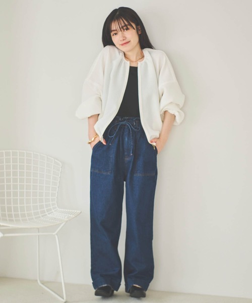mil(ミル)の「【150㎝前後の小柄さんサイズ】ぽこぽこブルゾン(ブルゾン・レディース・モカ/ブラック/ホワイト・S/XS)」の7枚目の写真