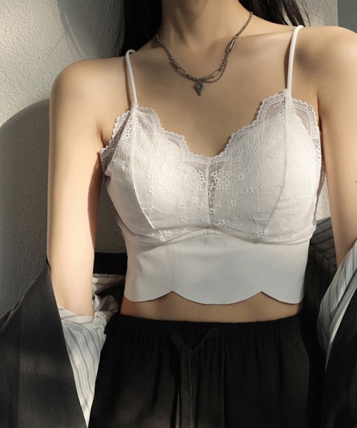 Miniministore（ミニミニストア）の「カップ付き レースキャミソール 背中あき（キャミソール・レディース・ピンクベージュ/ブラック/ホワイト・L/M）」の6枚目の写真