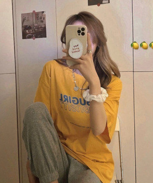 SHEPP（シープ）の「ストリートロゴ プリントＴシャツ（Tシャツ/カットソー・レディース・ホワイト/ピンク/イエロー/ブラック・L/S/M）」の3枚目の写真
