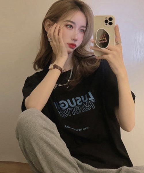 SHEPP（シープ）の「ストリートロゴ プリントＴシャツ（Tシャツ/カットソー・レディース・ホワイト/ピンク/イエロー/ブラック・L/S/M）」の2枚目の写真