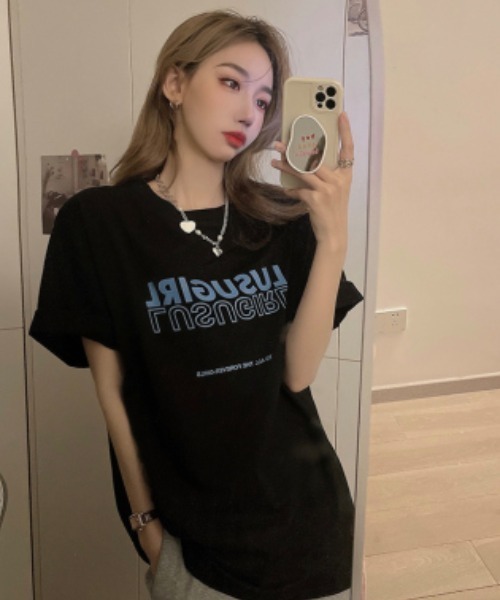 SHEPP（シープ）の「ストリートロゴ プリントＴシャツ（Tシャツ/カットソー・レディース・ホワイト/ピンク/イエロー/ブラック・L/S/M）」の12枚目の写真
