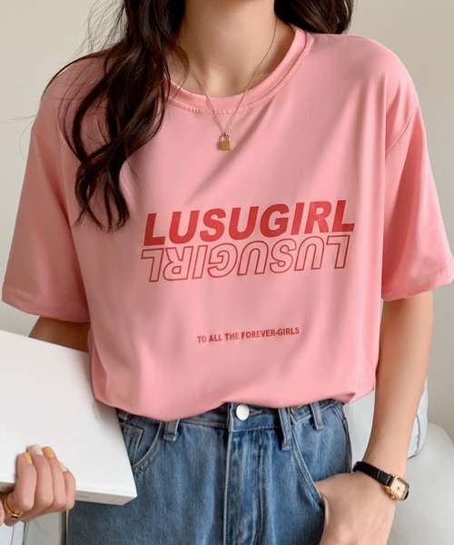 SHEPP（シープ）の「ストリートロゴ プリントＴシャツ（Tシャツ/カットソー・レディース・ホワイト/ピンク/イエロー/ブラック・L/S/M）」の9枚目の写真