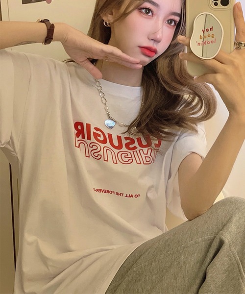 SHEPP（シープ）の「ストリートロゴ プリントＴシャツ（Tシャツ/カットソー・レディース・ホワイト/ピンク/イエロー/ブラック・L/S/M）」の20枚目の写真