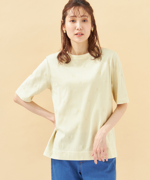 DECOY SINCE 1981（デコイシンスイチキュウハチイチ）の「ジャガードオーガニックコットンTシャツ（Tシャツ/カットソー・レディース・ブラック/グリーン/イエロー・M/L/LL）」の3枚目の写真