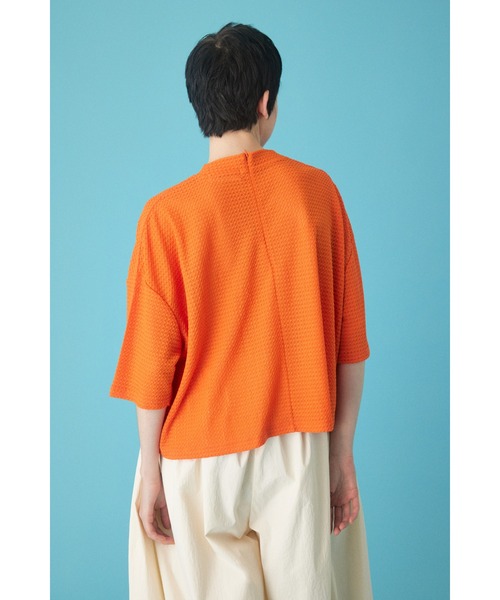HeRIN.CYE（ヘリンドットサイ）の「cut jacquard tops  カットジャガードトップス（Tシャツ/カットソー・レディース・ブラック/ホワイト/オレンジ・FREE）」の9枚目の写真