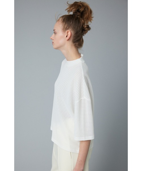 HeRIN.CYE（ヘリンドットサイ）の「cut jacquard tops  カットジャガードトップス（Tシャツ/カットソー・レディース・ブラック/ホワイト/オレンジ・FREE）」の11枚目の写真