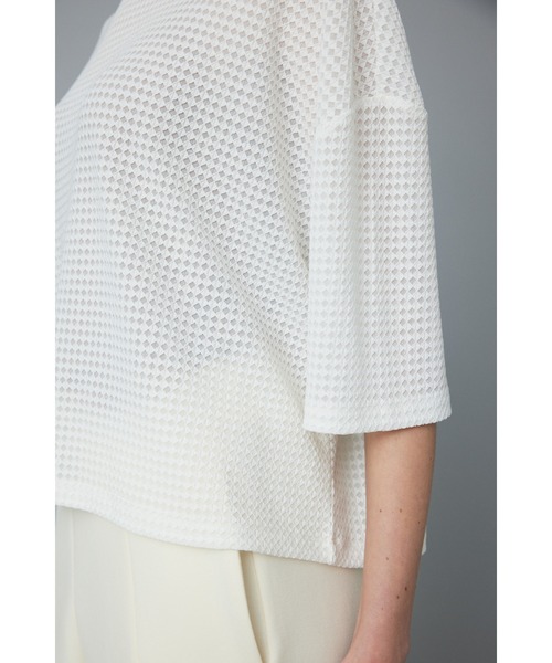 HeRIN.CYE（ヘリンドットサイ）の「cut jacquard tops  カットジャガードトップス（Tシャツ/カットソー・レディース・ブラック/ホワイト/オレンジ・FREE）」の13枚目の写真