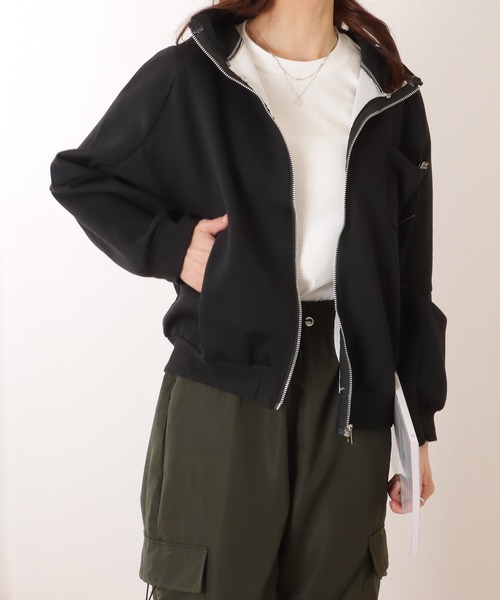 【セットアップ】レース ♡ ブルゾン&スカート（ブルー F ） セール】【レース／セットアップ可】華やかレースブルゾン