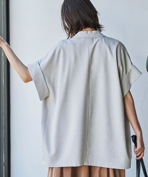 coen（コーエン）の「【RONEL】リネンライクハーフスリーブジャケット（テーラードジャケット・レディース・ベージュ/ブラック・M/S）」の6枚目の写真