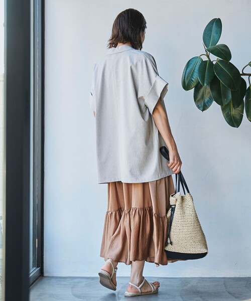 coen（コーエン）の「【RONEL】リネンライクハーフスリーブジャケット（テーラードジャケット・レディース・ベージュ/ブラック・M/S）」の10枚目の写真