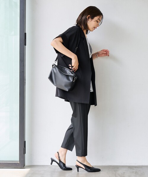 coen（コーエン）の「【RONEL】リネンライクハーフスリーブジャケット（テーラードジャケット・レディース・ベージュ/ブラック・M/S）」の17枚目の写真