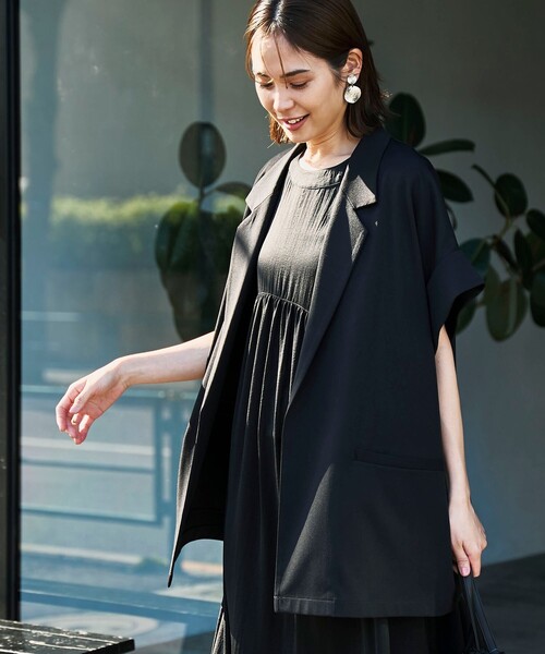 coen（コーエン）の「【RONEL】リネンライクハーフスリーブジャケット（テーラードジャケット・レディース・ベージュ/ブラック・M/S）」の22枚目の写真