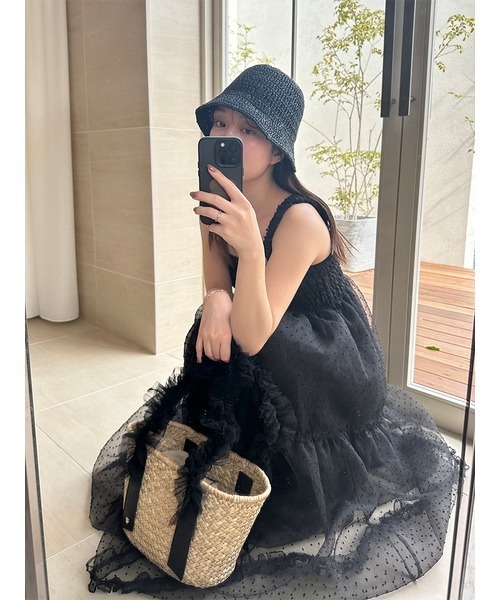 SNIDEL（スナイデル）の「クロシェハット（ハット・レディース・ライトベージュ/ブラック/ベージュ・FREE）」の5枚目の写真