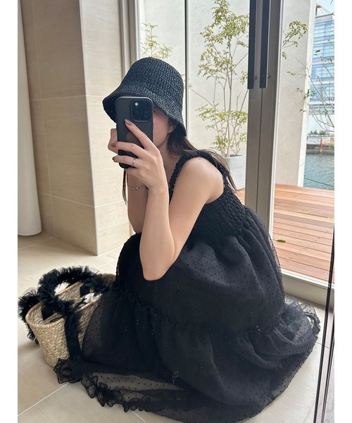 SNIDEL（スナイデル）の「クロシェハット（ハット・レディース・ライトベージュ/ブラック/ベージュ・FREE）」の4枚目の写真