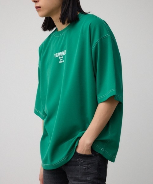 AZUL by moussy（アズールバイマウジー）の「VIGOROUSビッグTシャツ（Tシャツ/カットソー・メンズ・ブラック/ホワイト/ライトグレー/グリーン・FREE）」の4枚目の写真