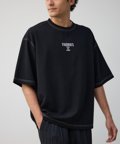 AZUL by moussy（アズールバイマウジー）の「VIGOROUSビッグTシャツ（Tシャツ/カットソー・メンズ・ブラック/ホワイト/ライトグレー/グリーン・FREE）」の2枚目の写真