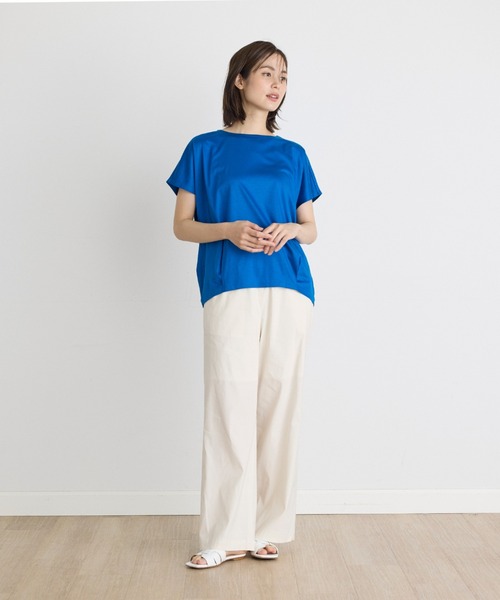 INED（イネド）の「コットンリヨセルタックTシャツ（Tシャツ/カットソー・レディース・ブラック/ブルー/オフホワイト・9号）」の20枚目の写真