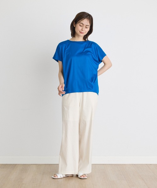 INED（イネド）の「コットンリヨセルタックTシャツ（Tシャツ/カットソー・レディース・ブラック/ブルー/オフホワイト・9号）」の19枚目の写真