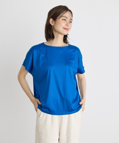 INED（イネド）の「コットンリヨセルタックTシャツ（Tシャツ/カットソー・レディース・ブラック/ブルー/オフホワイト・9号）」の11枚目の写真