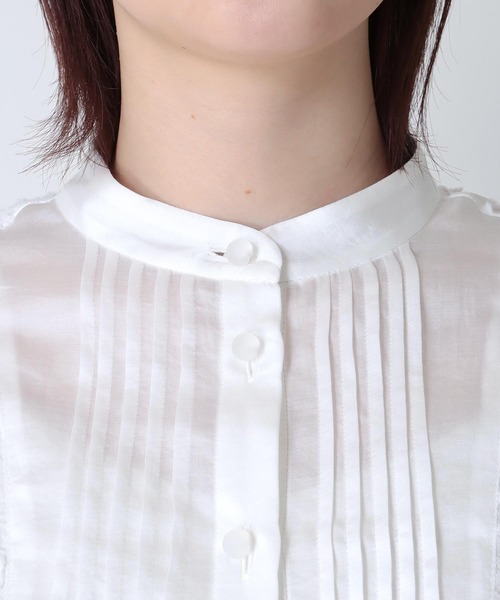 Jines（ジネス）の「フラワーカットジャガード バンドカラーシャツブラウス（シャツ/ブラウス・レディース・ホワイト/ブラック・38）」の16枚目の写真