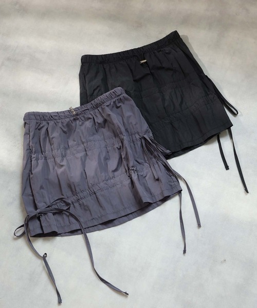LAFFMO（ラフモ）の「ギャザーリボンミニスカート（スカート・レディース・ブラック/ダークグレー・F）」の17枚目の写真