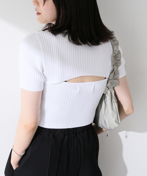 Calvin Klein Jeans(カルヴァンクラインジーンズ)の「Calvin Klein Jeans A- 2 IN 1 SS CN J223332(Tシャツ/カットソー・レディース・ブラック/ホワイト・SMALL)」の2枚目の写真