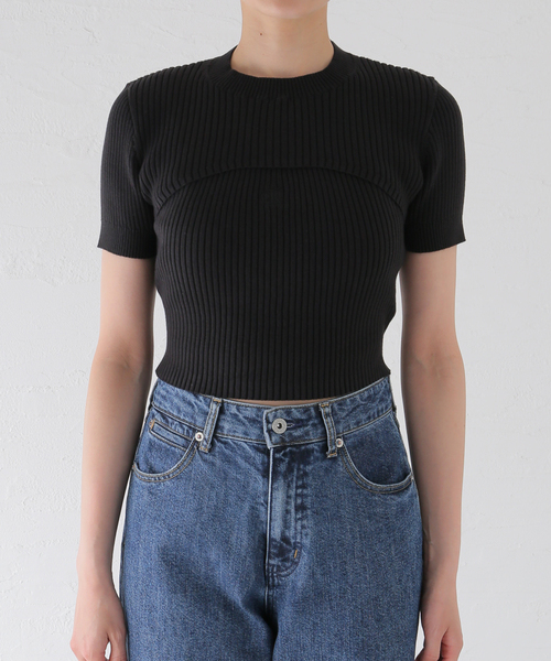 Calvin Klein Jeans(カルヴァンクラインジーンズ)の「Calvin Klein Jeans A- 2 IN 1 SS CN J223332(Tシャツ/カットソー・レディース・ブラック/ホワイト・SMALL)」の21枚目の写真
