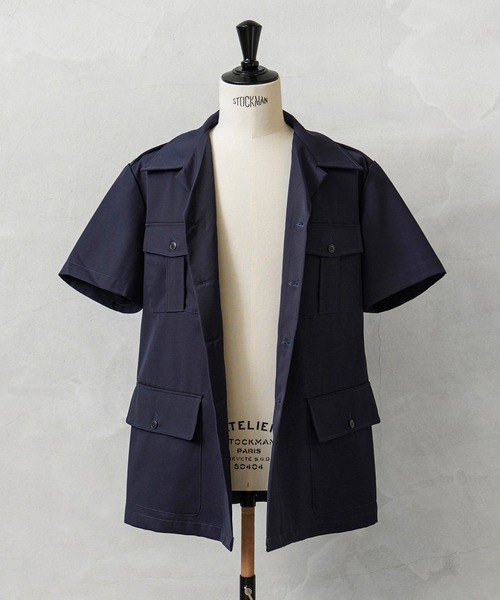 MILITARY（ミリタリー）の「実物 新品 デッドストック フランス軍 ショートスリーブ 4ポケット サファリシャツ（シャツ/ブラウス・メンズ・ネイビー・L/XL/XXL）」の2枚目の写真