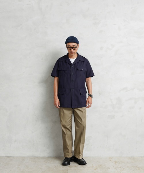 MILITARY（ミリタリー）の「実物 新品 デッドストック フランス軍 ショートスリーブ 4ポケット サファリシャツ（シャツ/ブラウス・メンズ・ネイビー・L/XL/XXL）」の5枚目の写真