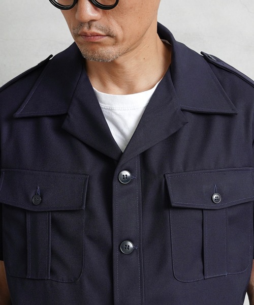 MILITARY（ミリタリー）の「実物 新品 デッドストック フランス軍 ショートスリーブ 4ポケット サファリシャツ（シャツ/ブラウス・メンズ・ネイビー・L/XL/XXL）」の7枚目の写真