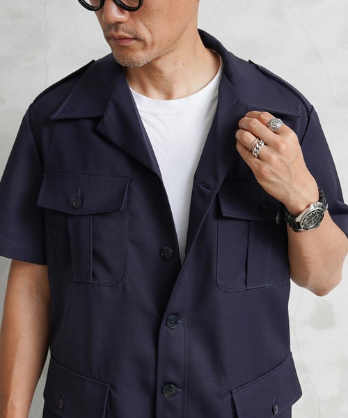 MILITARY（ミリタリー）の「実物 新品 デッドストック フランス軍 ショートスリーブ 4ポケット サファリシャツ（シャツ/ブラウス・メンズ・ネイビー・L/XL/XXL）」の8枚目の写真