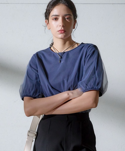 Andemiu（アンデミュウ）の「チュールカサネカットソー135786（Tシャツ/カットソー・レディース・ホワイト系その他/ブルー/ブラック・FREE）」の11枚目の写真